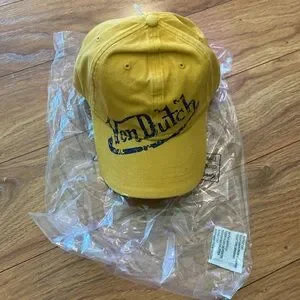 VON DUTCH MUSTARD DISTRESSED DAD HAT NWT Von Dutch Strapback Hat Washed Mustard Distressed Rips  main image 3